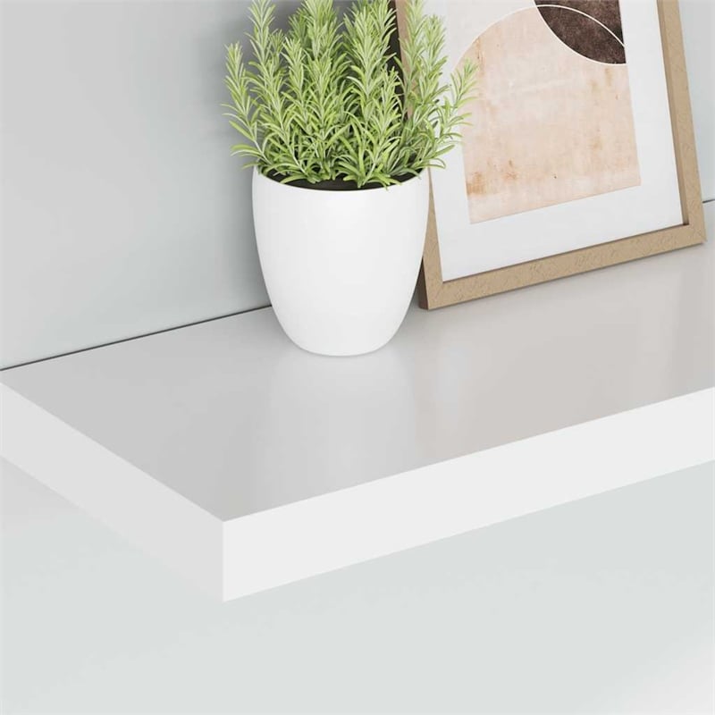 Pemberly Row MDF and Metal Wall Shelf in White Honeycomb Set of 2