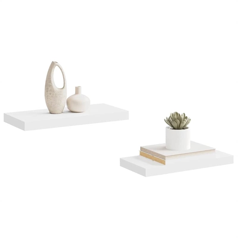 Pemberly Row MDF and Metal Wall Shelf in White Honeycomb Set of 2