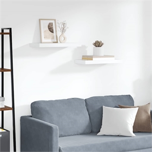 Pemberly Row MDF and Metal Wall Shelf in White Honeycomb Set of 2