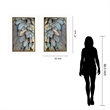 Pemberly Row Gilded Plume Multi-Color Canvas Wall Art - Wood Frame - Set of 2