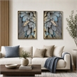 Pemberly Row Gilded Plume Multi-Color Canvas Wall Art - Wood Frame - Set of 2