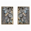 Pemberly Row Gilded Plume Multi-Color Canvas Wall Art - Wood Frame - Set of 2