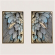 Pemberly Row Gilded Plume Multi-Color Canvas Wall Art - Wood Frame - Set of 2