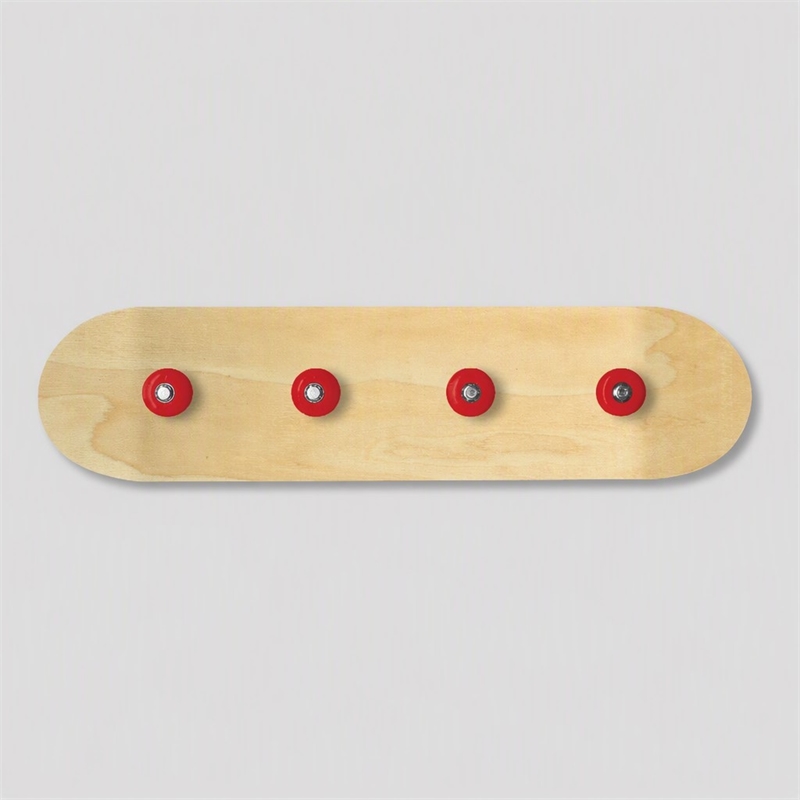 Pemberly Row Wooden Skateboard Multi-Color Coat Rack - 31