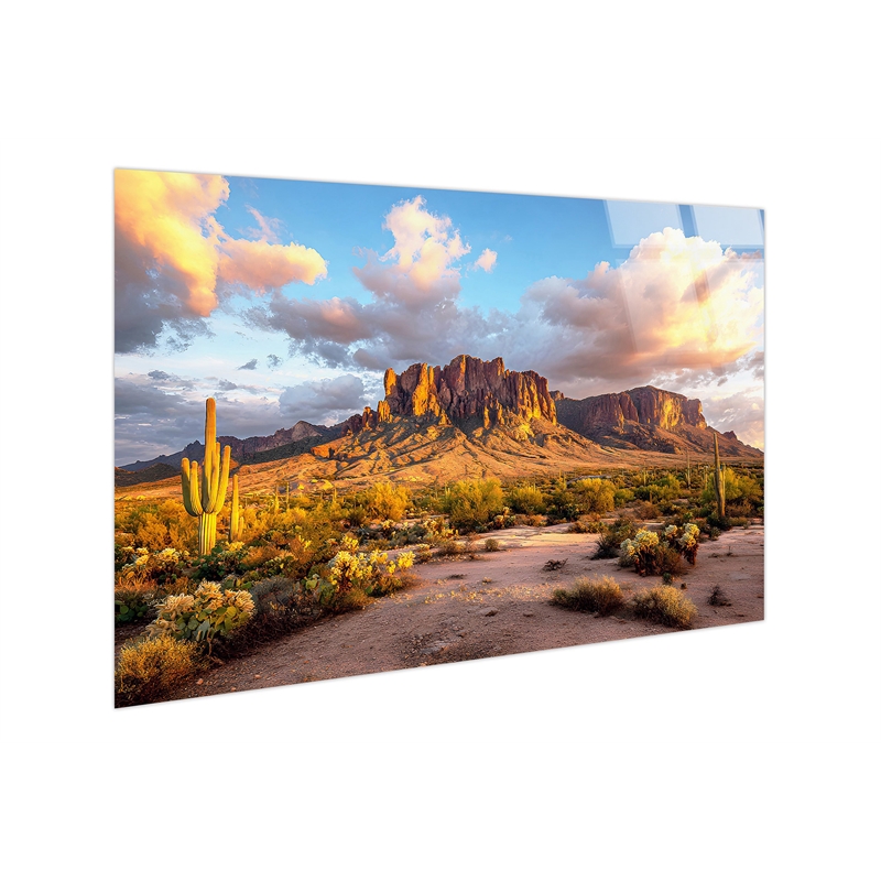 Pemberly Row Blue Sonoran Radiance Tempered Glass Wall Decor 40