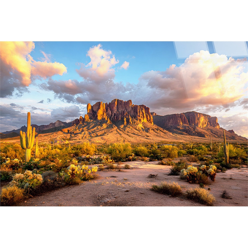 Pemberly Row Blue Sonoran Radiance Tempered Glass Wall Decor 40