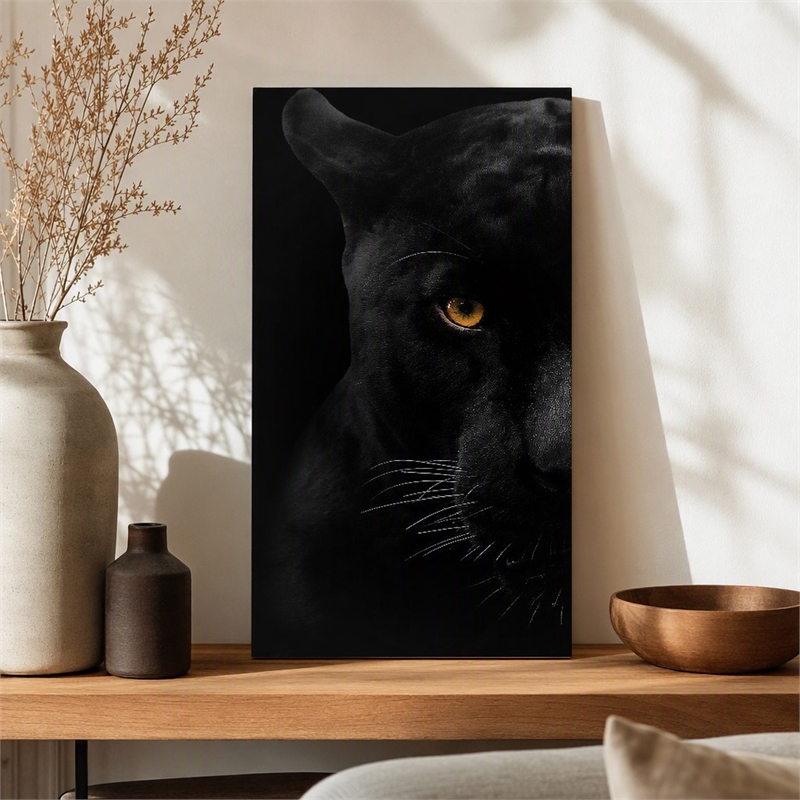 Pemberly Row Panther Face Frameless Tempered Glass Wall Art - 40