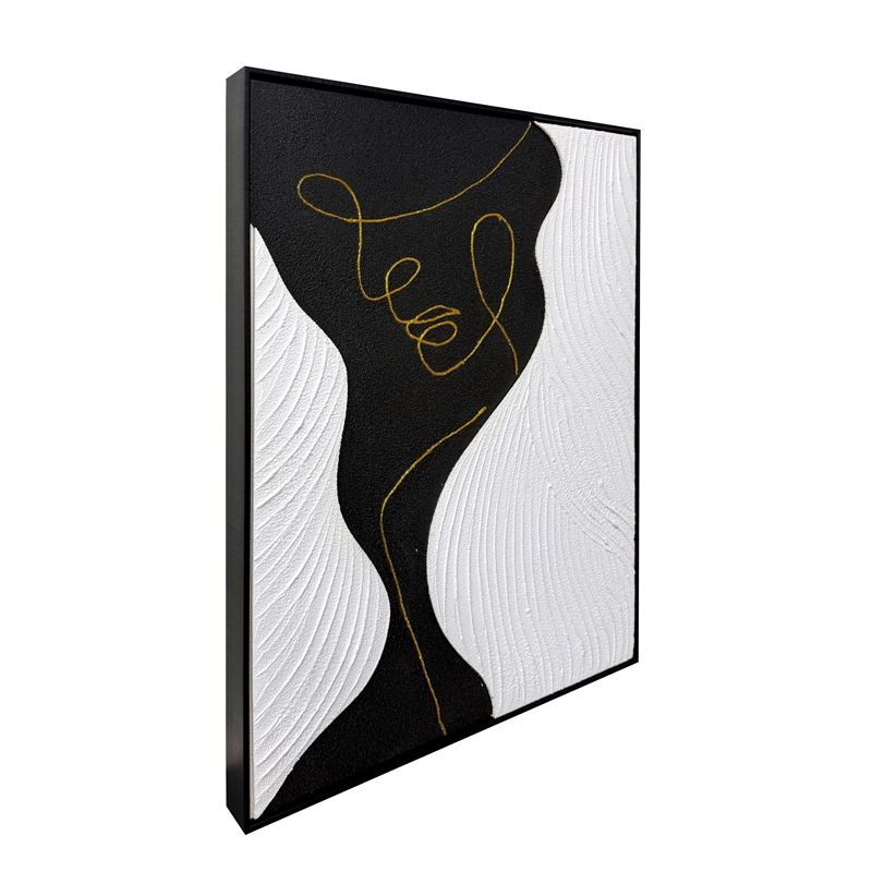 Pemberly Row Abstract Portrait Hand-Painted Canvas Art in Black Frame