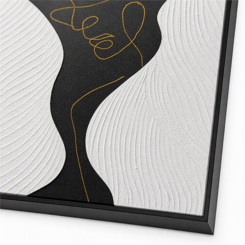 Pemberly Row Abstract Portrait Hand-Painted Canvas Art in Black Frame