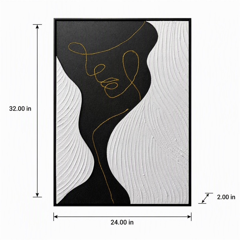 Pemberly Row Abstract Portrait Hand-Painted Canvas Art in Black Frame