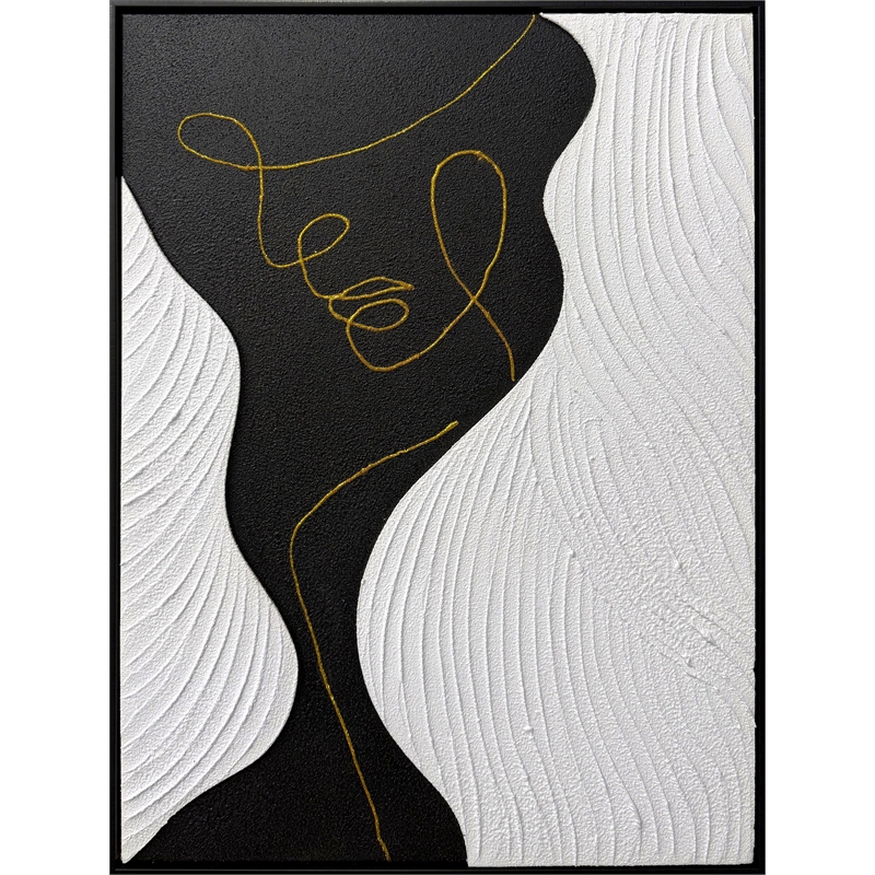 Pemberly Row Abstract Portrait Hand-Painted Canvas Art in Black Frame