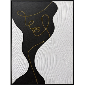 Pemberly Row Abstract Portrait Hand-Painted Canvas Art in Black Frame