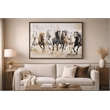 Pemberly Row Horse-Themed Hand-Embellished Canvas Art with Brown Frame