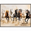Pemberly Row Horse-Themed Hand-Embellished Canvas Art with Brown Frame