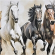 Pemberly Row Horse-Themed Hand-Embellished Canvas Art with Brown Frame