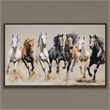 Pemberly Row Horse-Themed Hand-Embellished Canvas Art with Brown Frame