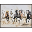 Pemberly Row Horse-Themed Hand-Embellished Canvas Art with Brown Frame