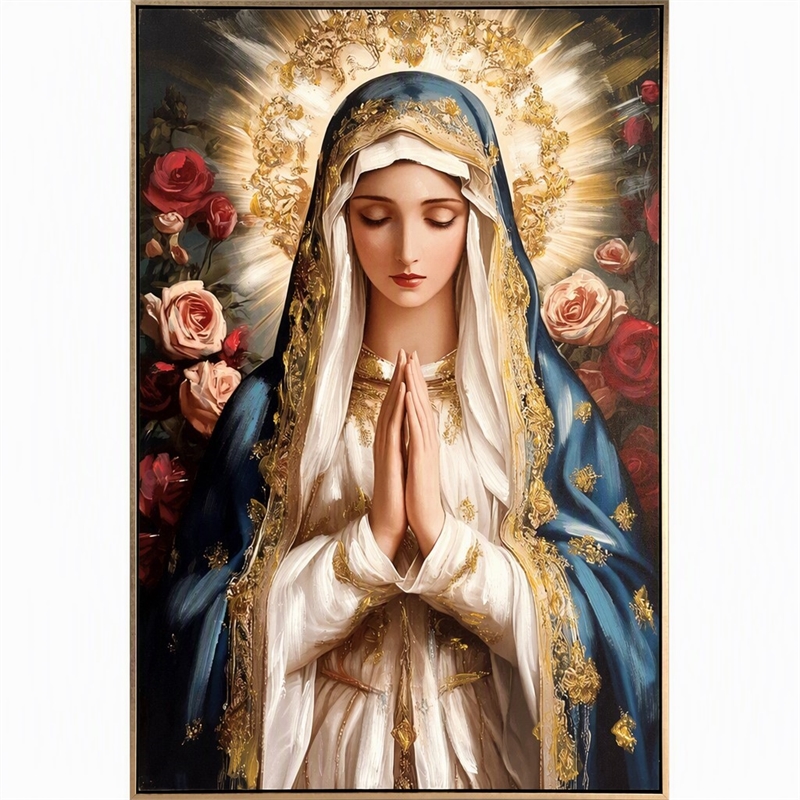 Pemberly Row Devotional Portrait Canvas with Gold Accents in Blue Frame