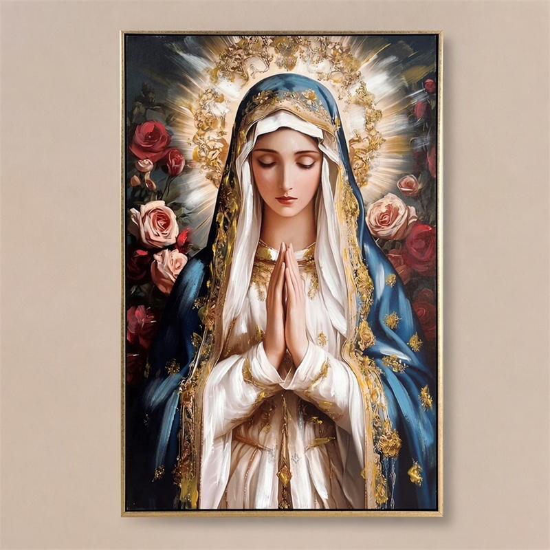 Pemberly Row Devotional Portrait Canvas with Gold Accents in Blue Frame
