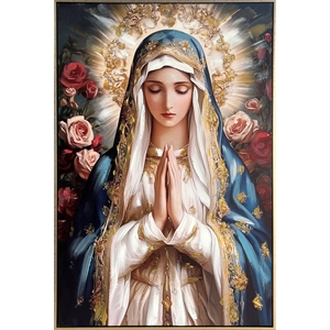 Pemberly Row Devotional Portrait Canvas with Gold Accents in Blue Frame