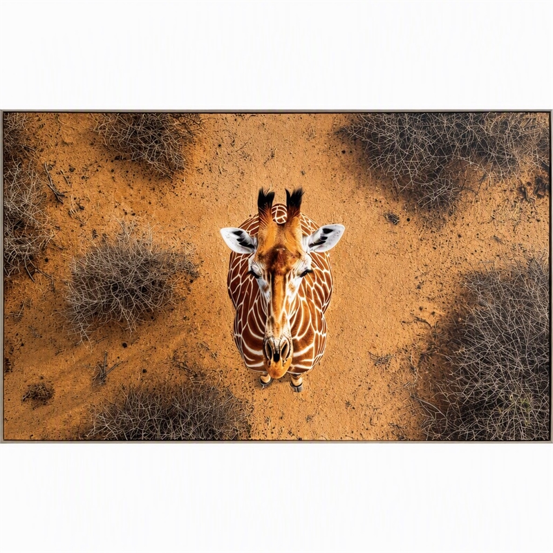 Pemberly Row Savanna Gaze Hand-Embellished Canvas Wall Art with Frame in Brown