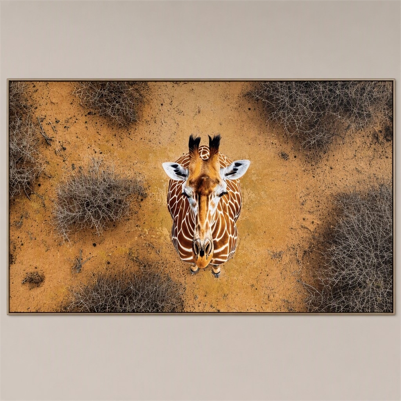 Pemberly Row Savanna Gaze Hand-Embellished Canvas Wall Art with Frame in Brown