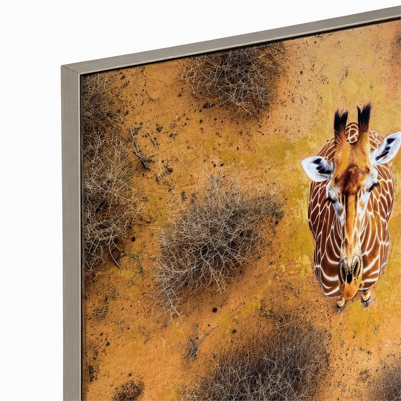 Pemberly Row Savanna Gaze Hand-Embellished Canvas Wall Art with Frame in Brown