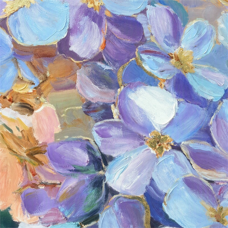 Pemberly Row Hand-Embellished Floral Canvas Wall Art with Frame - 40