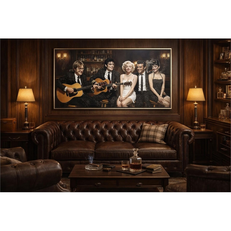 Pemberly Row Wall Art Acrylic Canvas in Frame Black 32