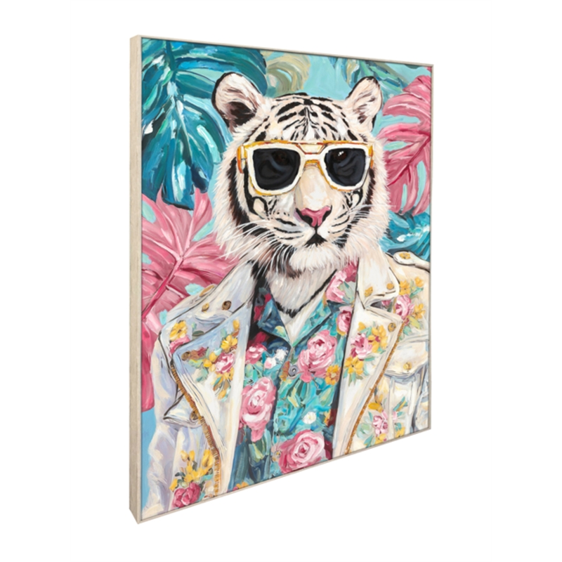 Pemberly Row Hand-Embellished Canvas Art in Frame Aqua 48