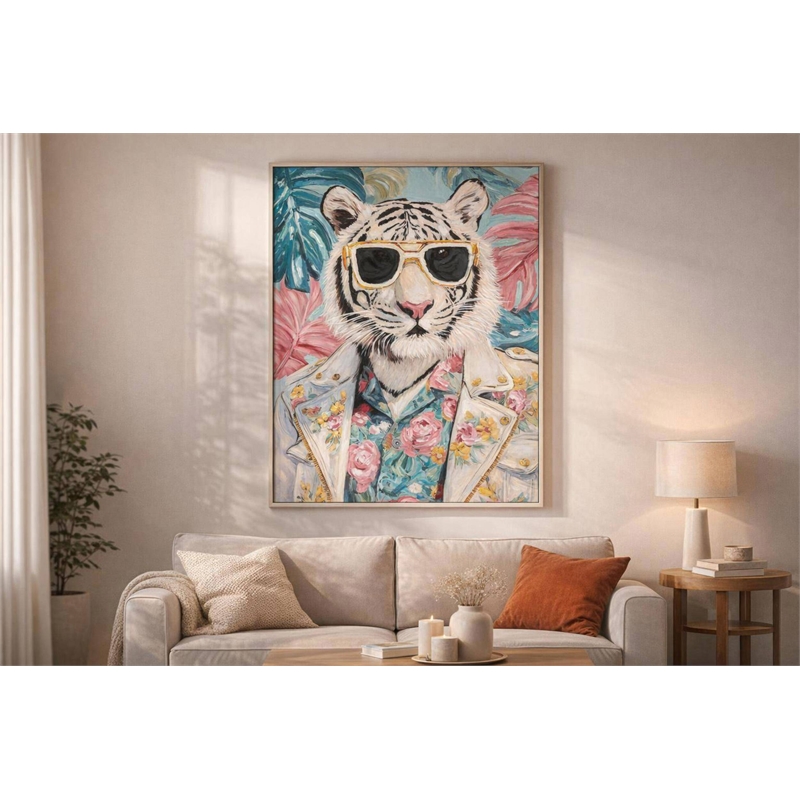 Pemberly Row Hand-Embellished Canvas Art in Frame Aqua 48