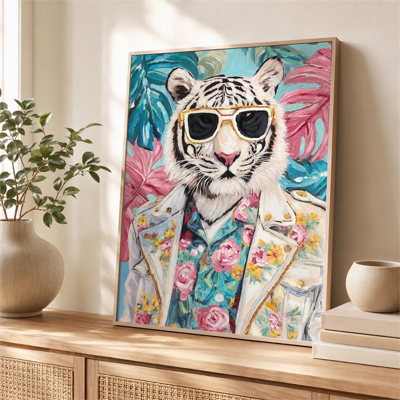 Pemberly Row Hand-Embellished Canvas Art in Frame Aqua 48