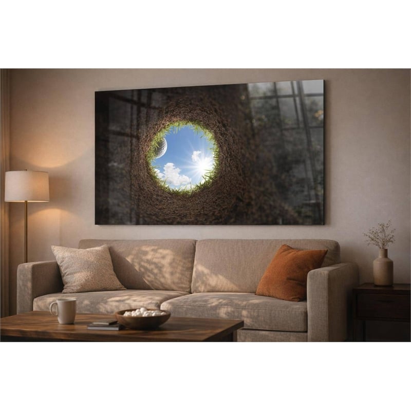 Pemberly Row Cup View Tempered Glass Golf Wall Art in Black Finish