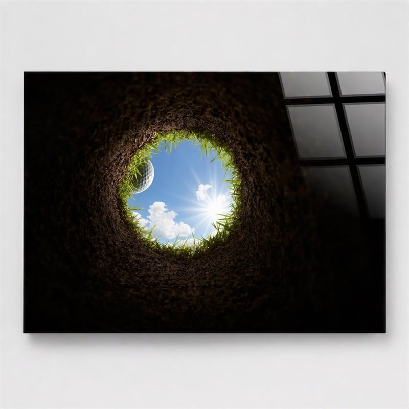 Pemberly Row Cup View Tempered Glass Golf Wall Art in Black Finish