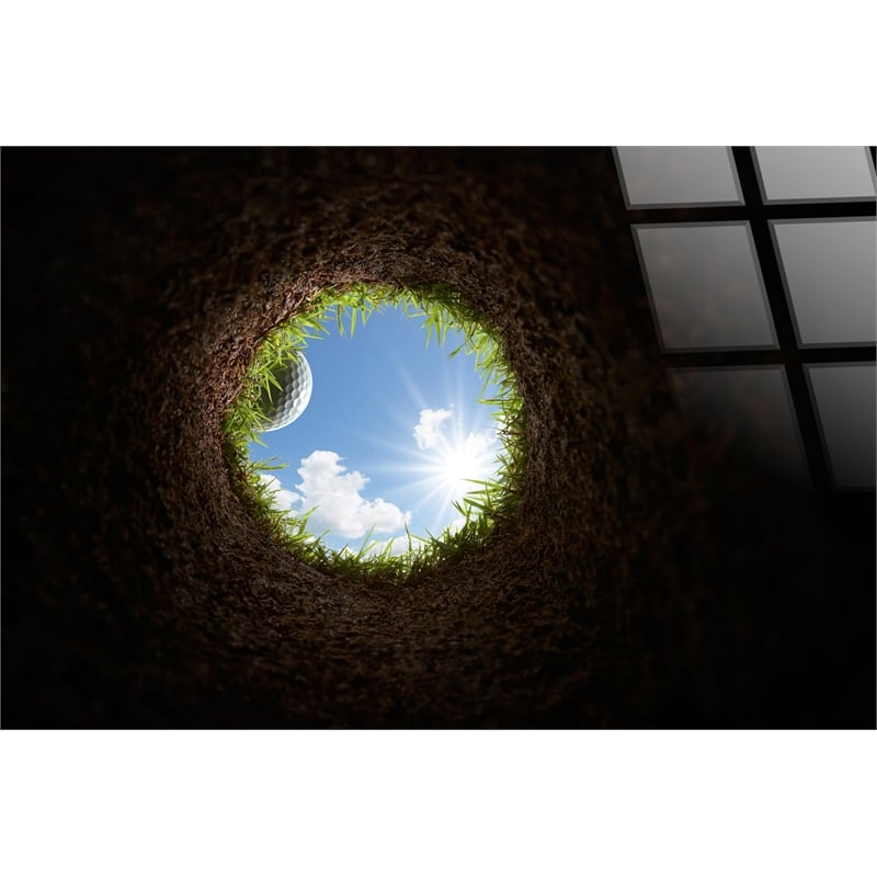 Pemberly Row Cup View Tempered Glass Golf Wall Art in Black Finish
