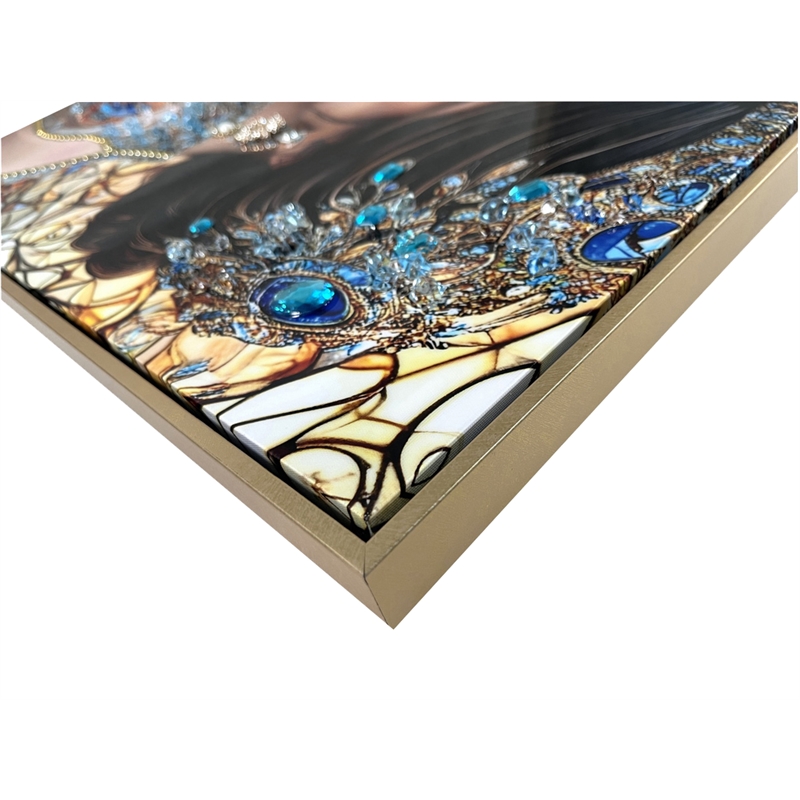 Pemberly Row Jeweled Reverie Gloss Canvas Art in Blue and Brown