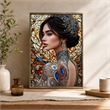 Pemberly Row Jeweled Reverie Gloss Canvas Art in Blue and Brown