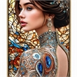 Pemberly Row Jeweled Reverie Gloss Canvas Art in Blue and Brown