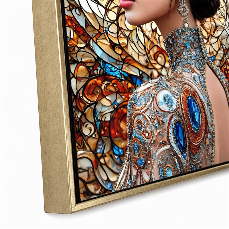 Pemberly Row Jeweled Reverie Gloss Canvas Art in Blue and Brown