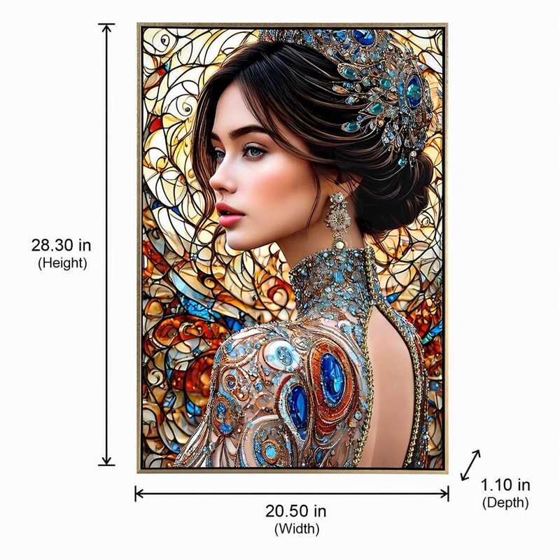 Pemberly Row Jeweled Reverie Gloss Canvas Art in Blue and Brown