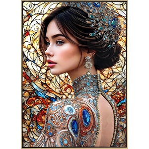 Pemberly Row Jeweled Reverie Gloss Canvas Art in Blue and Brown