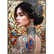 Pemberly Row Jeweled Reverie Gloss Canvas Art in Blue and Brown