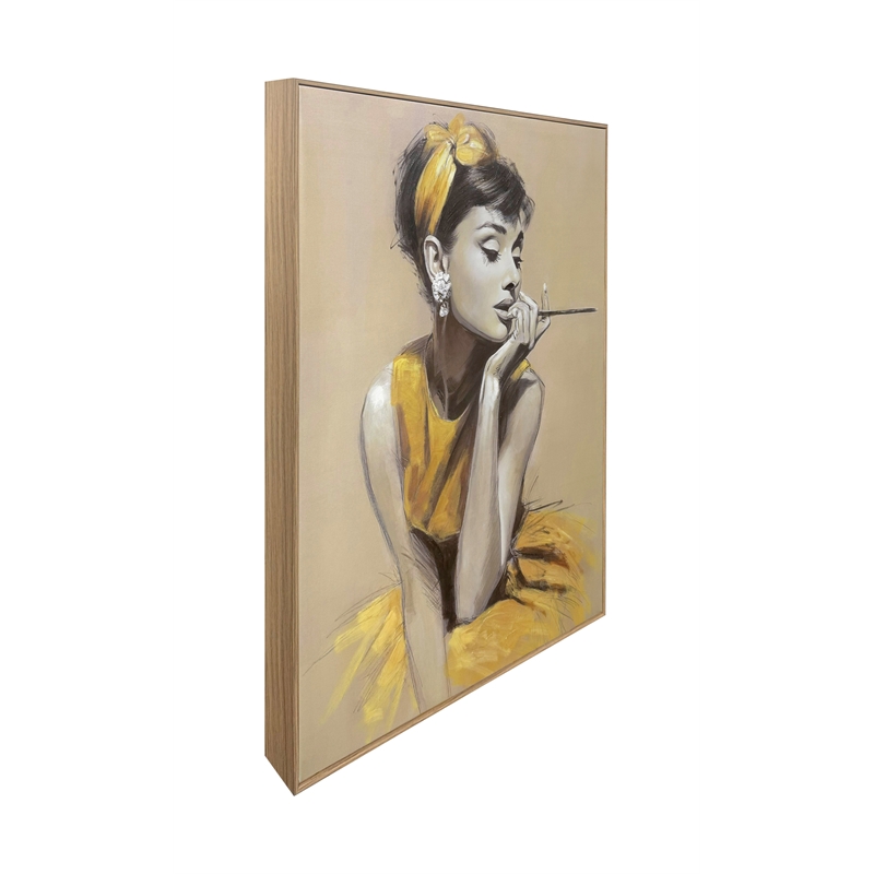 Pemberly Row Golden Muse Hand-Embellished Canvas Art in Gold Finish