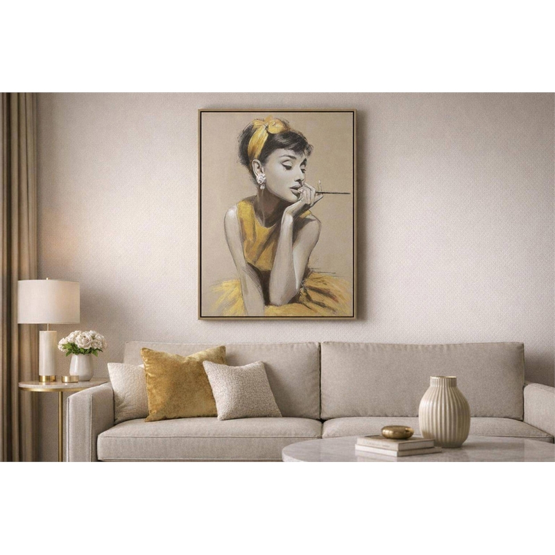 Pemberly Row Golden Muse Hand-Embellished Canvas Art in Gold Finish