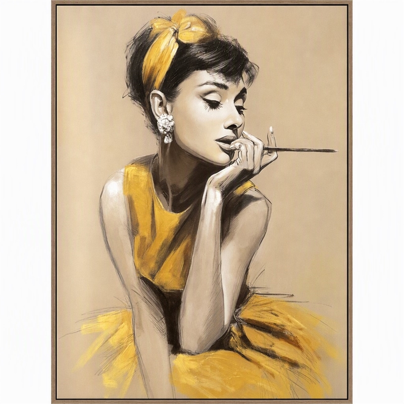 Pemberly Row Golden Muse Hand-Embellished Canvas Art in Gold Finish