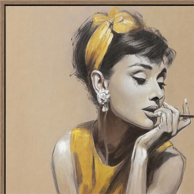 Pemberly Row Golden Muse Hand-Embellished Canvas Art in Gold Finish