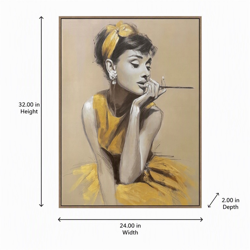 Pemberly Row Golden Muse Hand-Embellished Canvas Art in Gold Finish