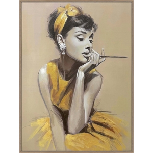Pemberly Row Golden Muse Hand-Embellished Canvas Art in Gold Finish