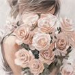 Pemberly Row Roses Embrace Hand-Embellished Canvas Art in Blush Finish