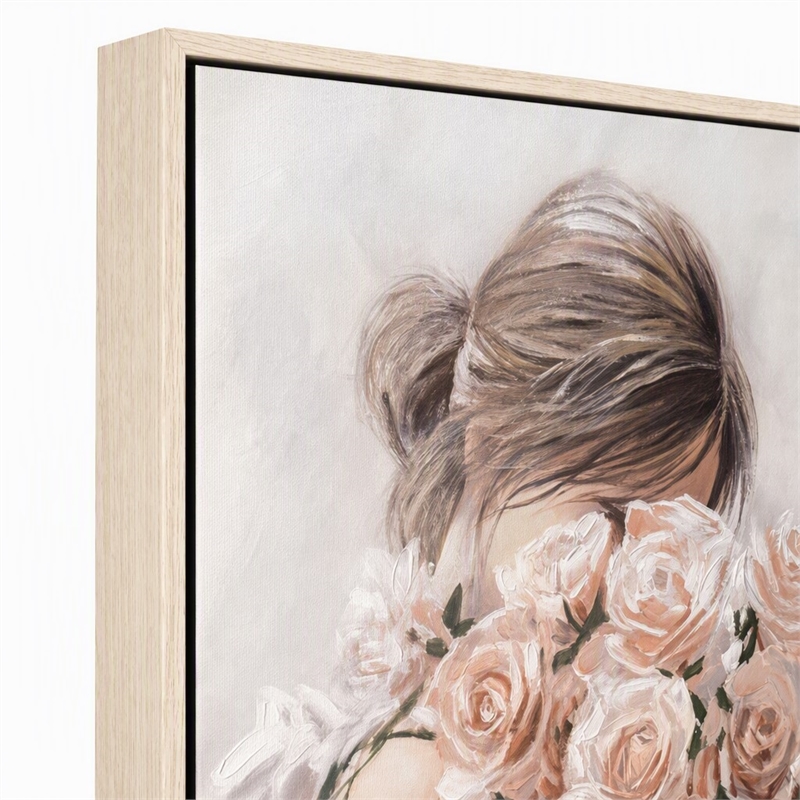Pemberly Row Roses Embrace Hand-Embellished Canvas Art in Blush Finish